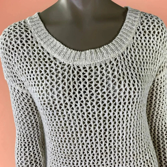 W118 by Walter Baker Cream Open Knit Pullover Sweater Women Size S Gold Thread - Picture 4 of 16